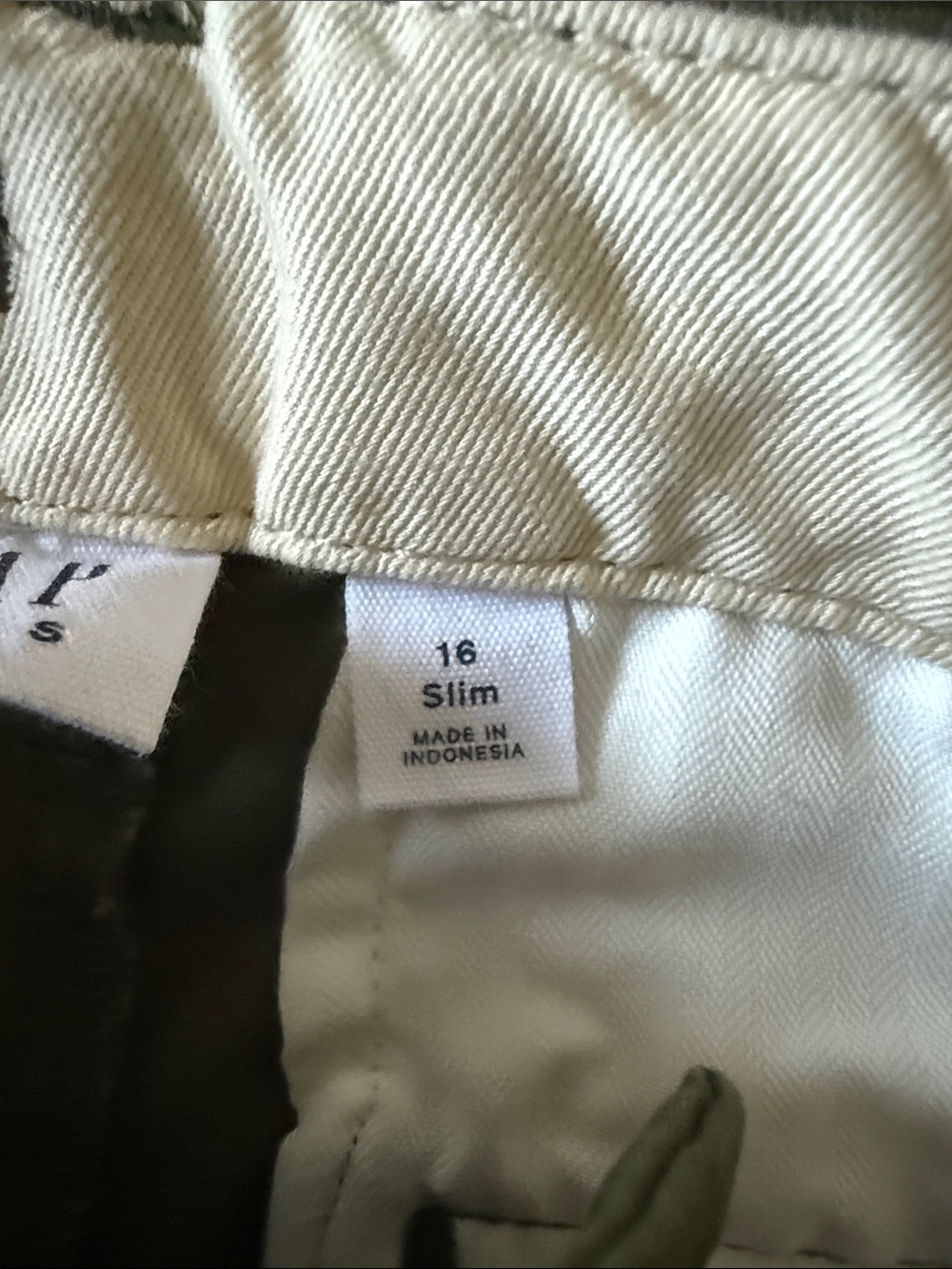 Gap Kids Olive Green Chino Pants Size 16 Slim - Picture 5 of 6